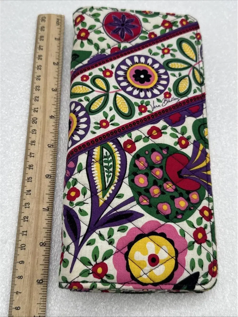Vera Bradley Mod Flowers Spring Quilted Accordion Wallet 9” X 4” Bright Colors - Picture 7 of 8